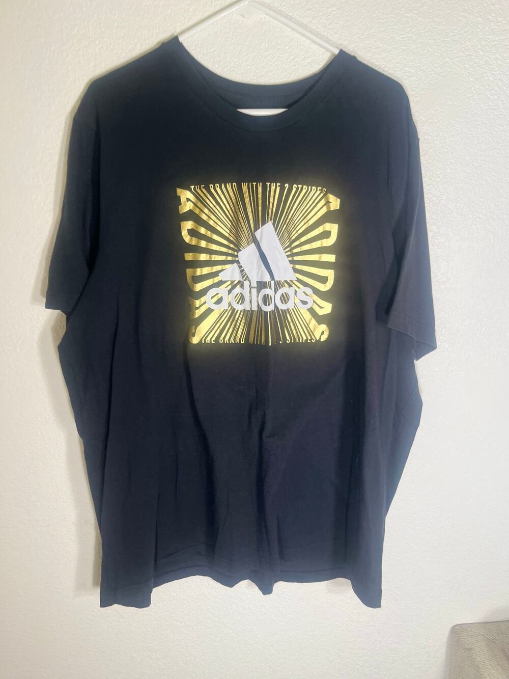 Adidas XXL black mens T-Shirt w/gold design-used good condition